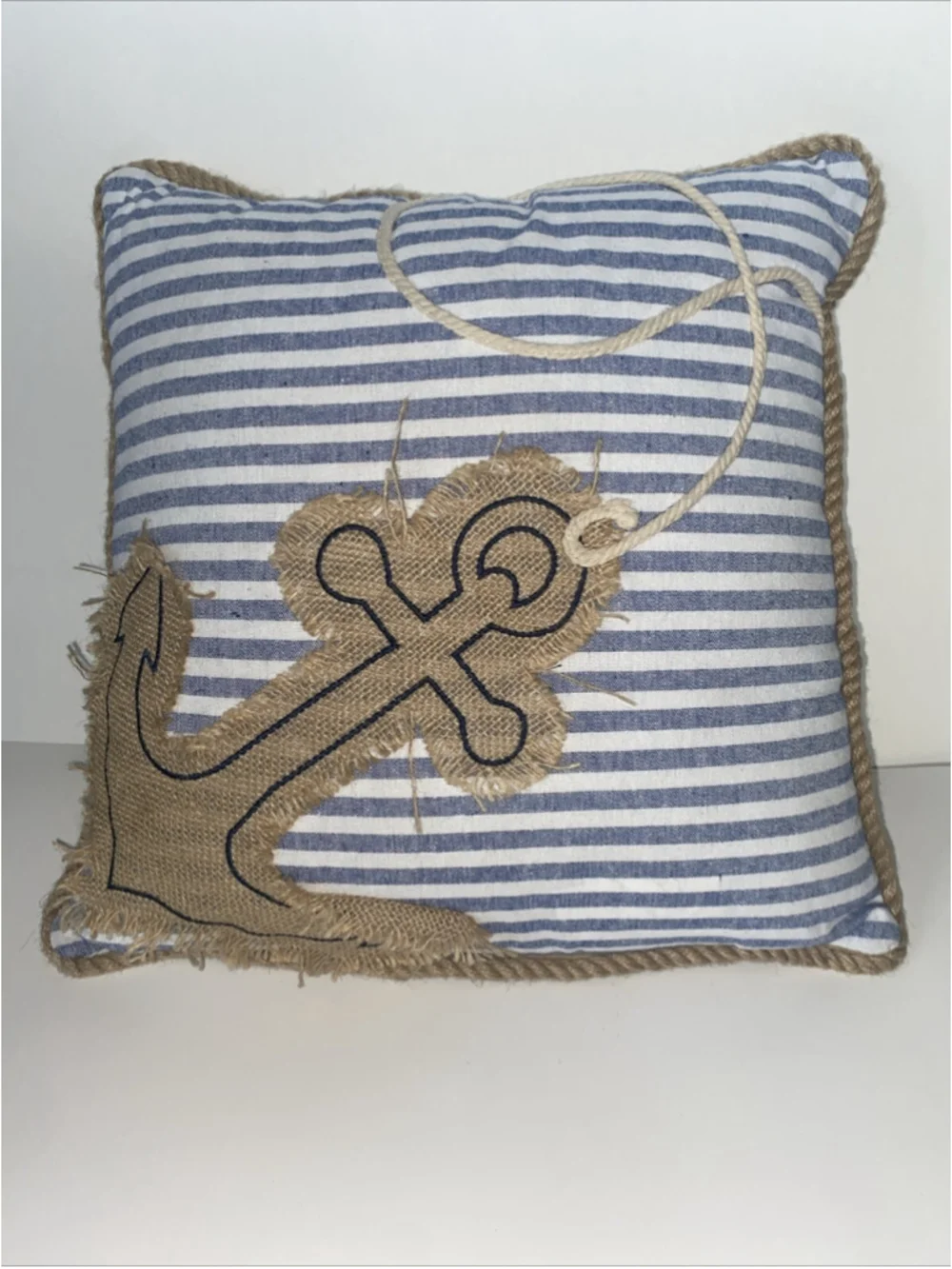 Coastal Living Nautical Cotton Polyester Burlap Anchor Throw Pillow 17”